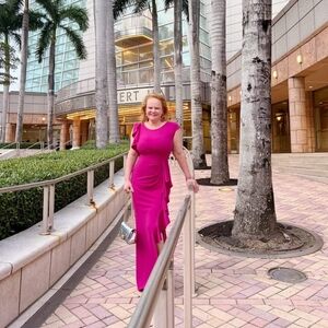 Women's Casual Crew Neck Dresses Ruffle Trim Split Hem Cocktail Dress Solid Wrap